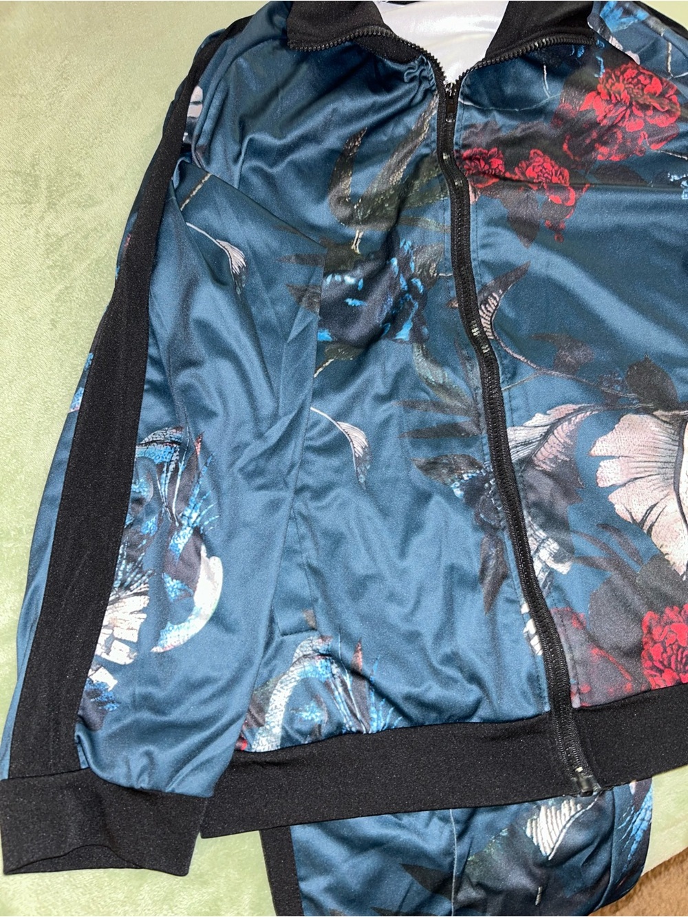 Blue Floral Zip-Front Track Set